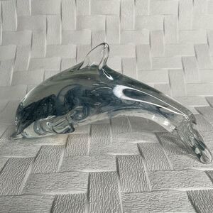 Dynasty Gallery Swirled Blown Art Glass Dolphin Blue‎ Swirl Figurine Paperweight